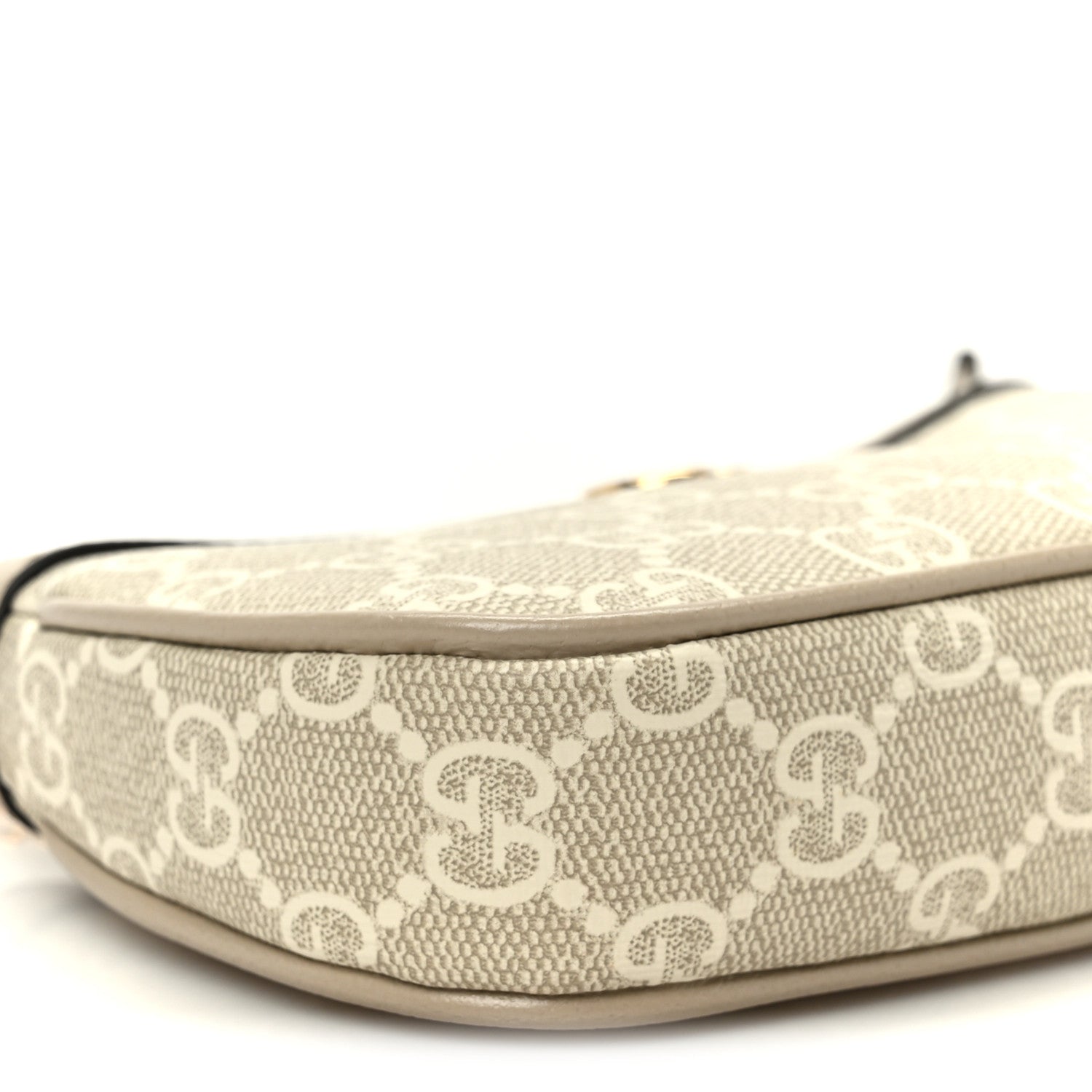 Gucci GG Supreme Monogram Textured Dollar Calfskin Web Mini Ophidia GG Handbag Beige Mystic White Oatmeal