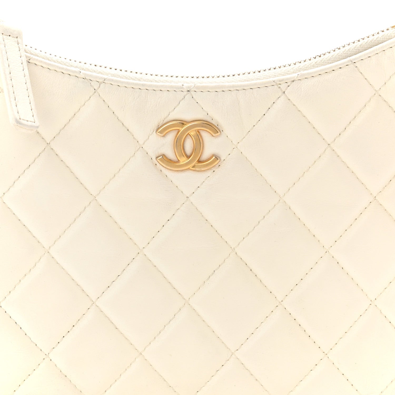 Chanel Shiny Crumpled Lambskin Quilted Trendy Chain Around Hobo White
