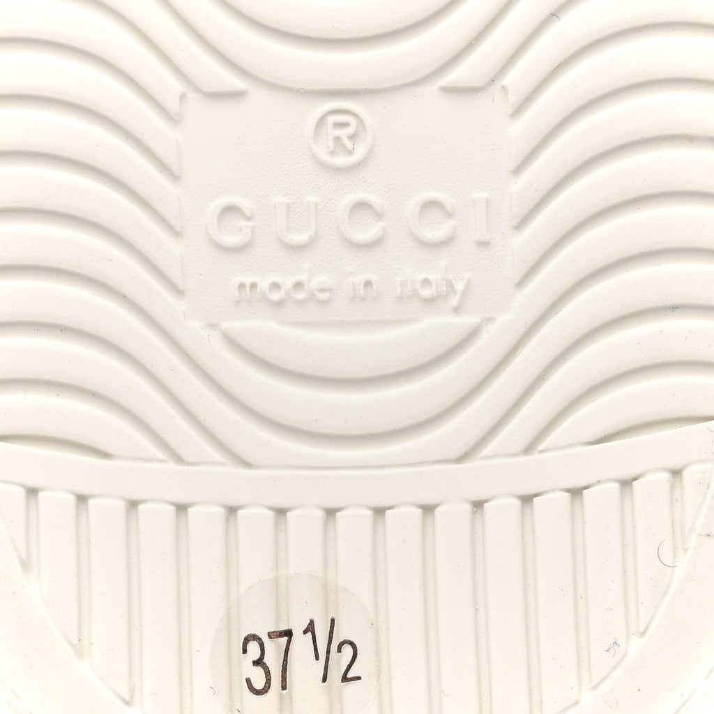 Gucci Calfskin Interlocking G Perforated Womens Ace Sneakers 37.5 White Grey Sky