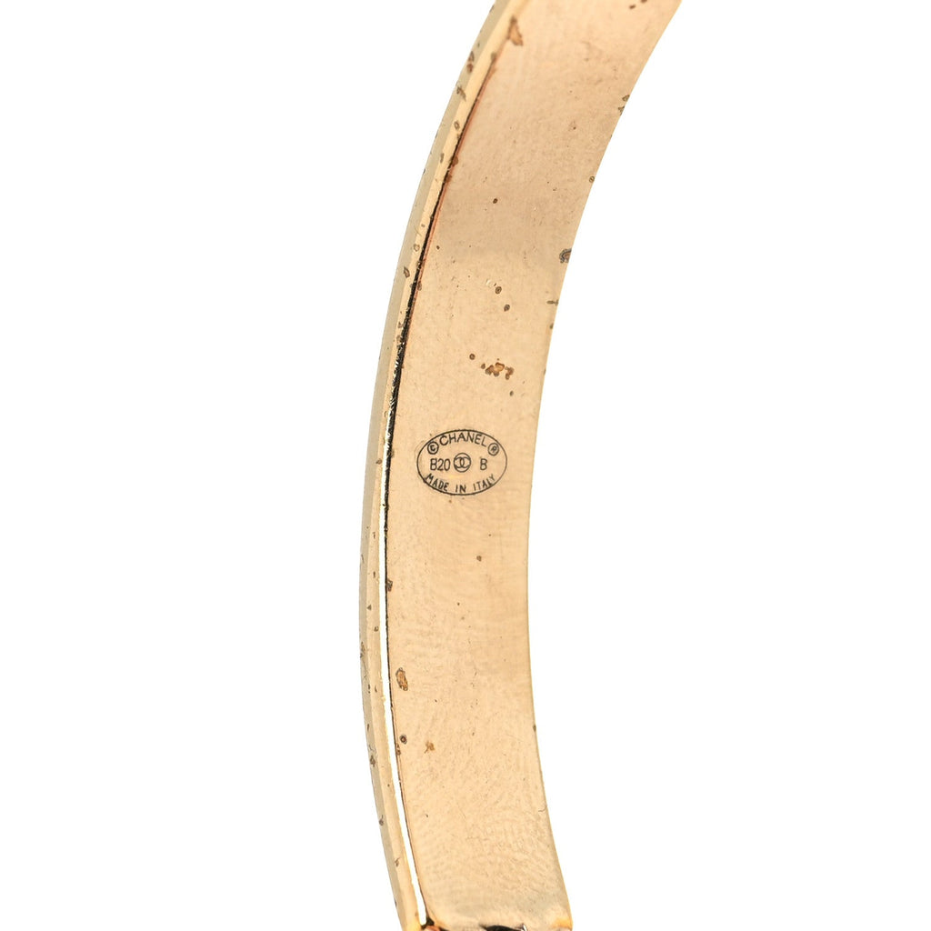 Metal Lambskin Crystal Sergeant Chanel Hoop Earrings Gold
