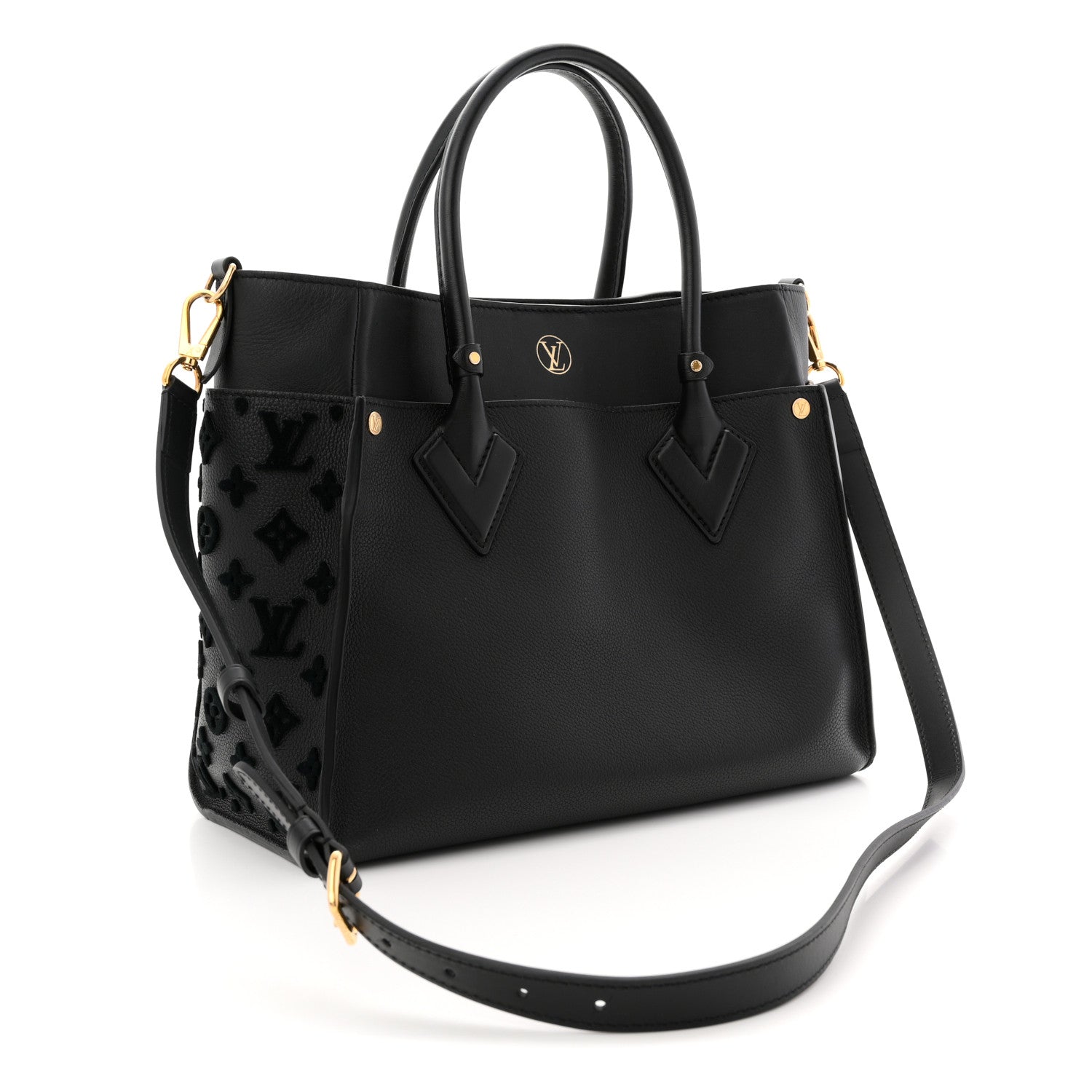 Louis Vuitton Calfskin Monogram Tufting On My Side Black