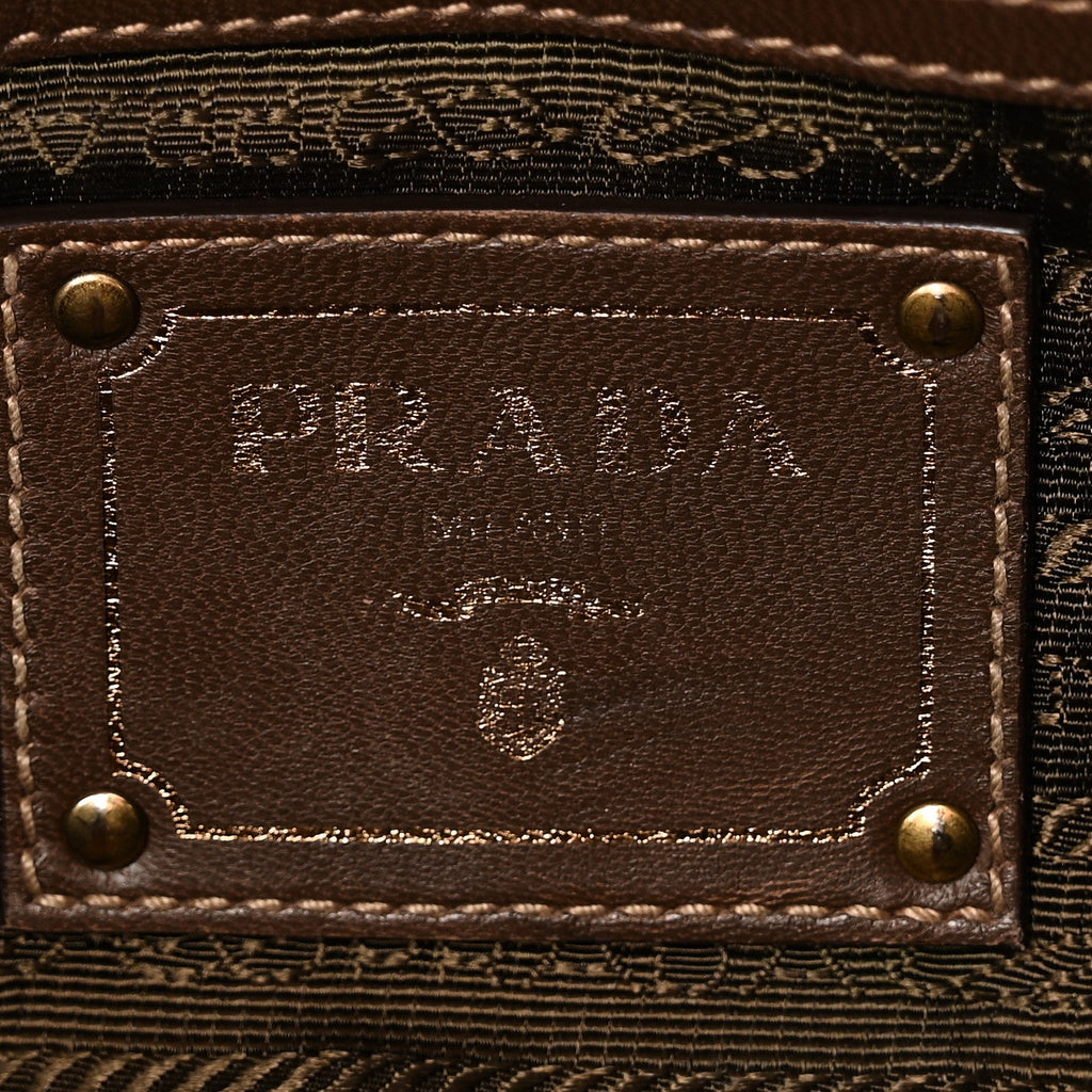 Prada Tessuto Nylon Vitello Daino Satchel Tabacco