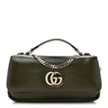 Gucci Lambskin Mini GG Milano Top Handle Shoulder Bag Green