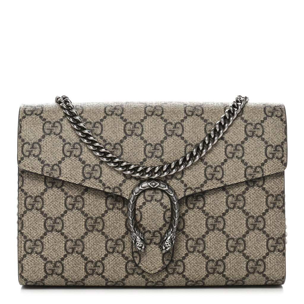Gucci GG Supreme Monogram Mini Dionysus Chain Wallet Beige Taupe