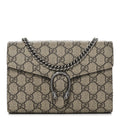 Gucci GG Supreme Monogram Mini Dionysus Chain Wallet Beige Taupe