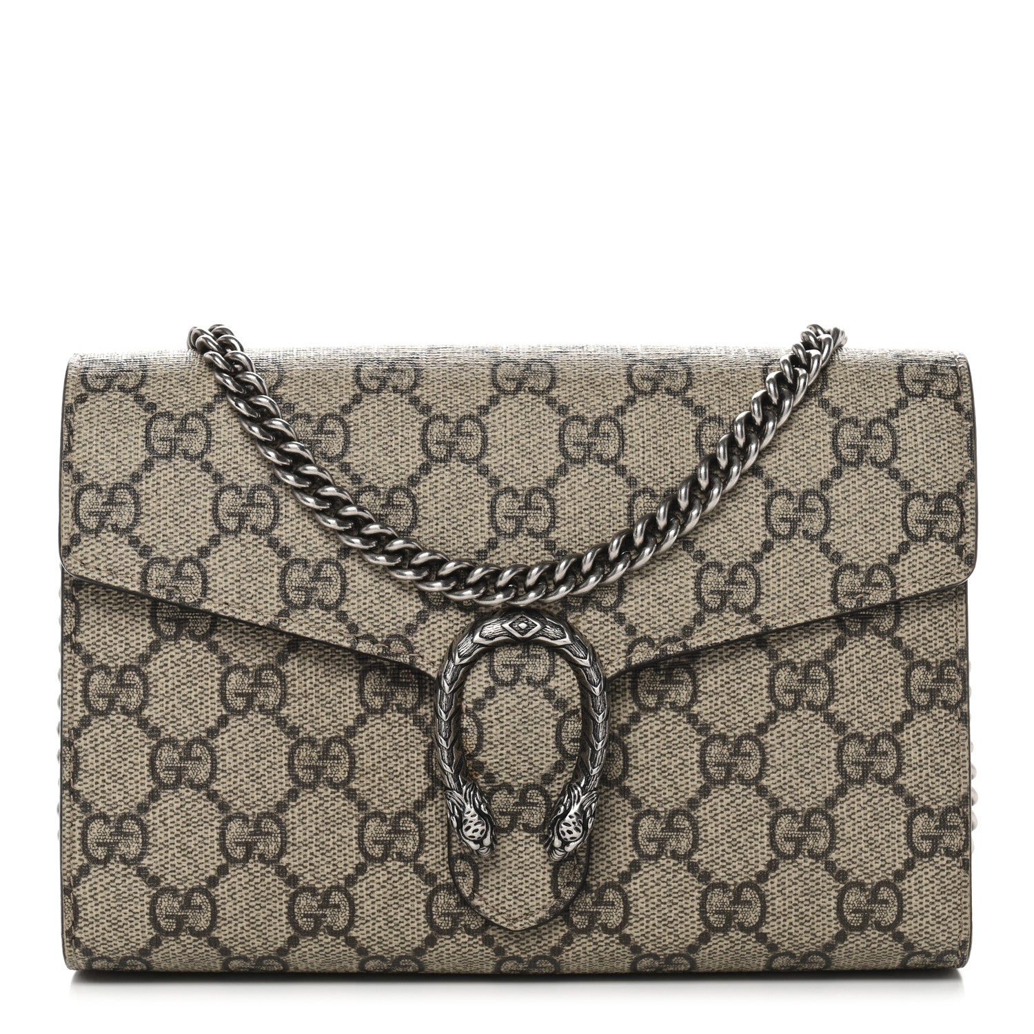 Gucci GG Supreme Monogram Mini Dionysus Chain Wallet Beige Taupe