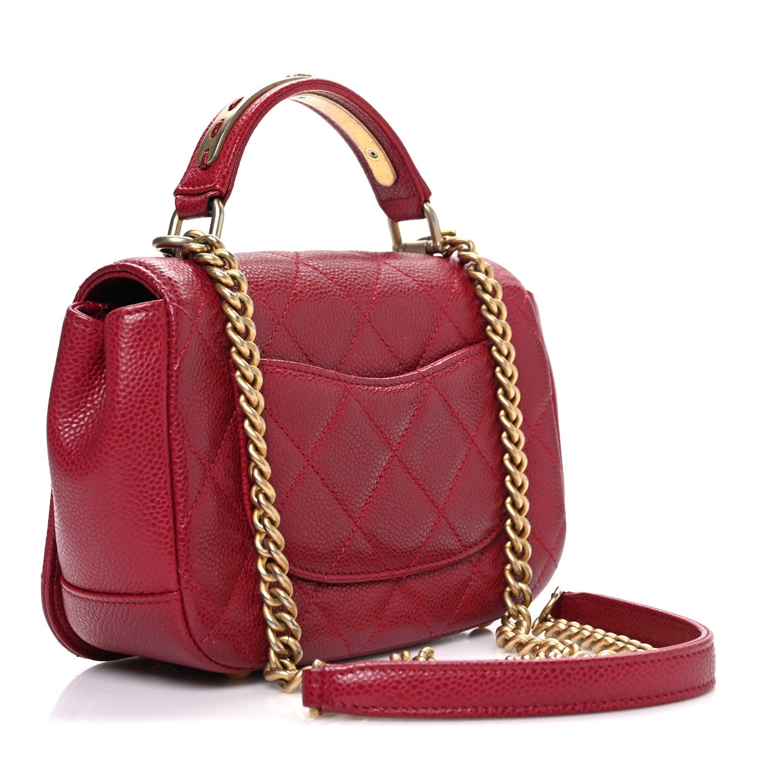 Chanel Caviar Mini Carry Around Flap Bag Red