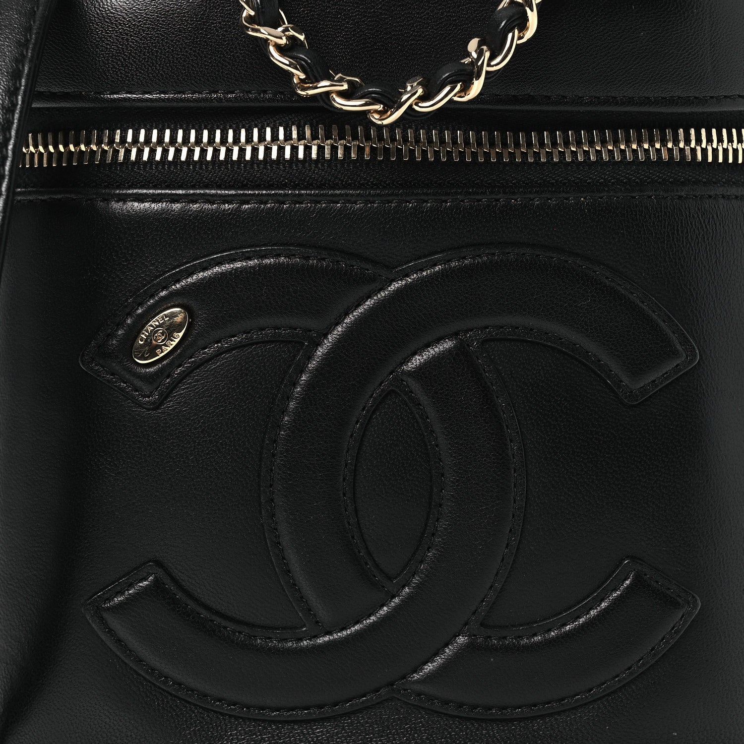Chanel Lambskin Timeless Vanity Cosmetic Case Black