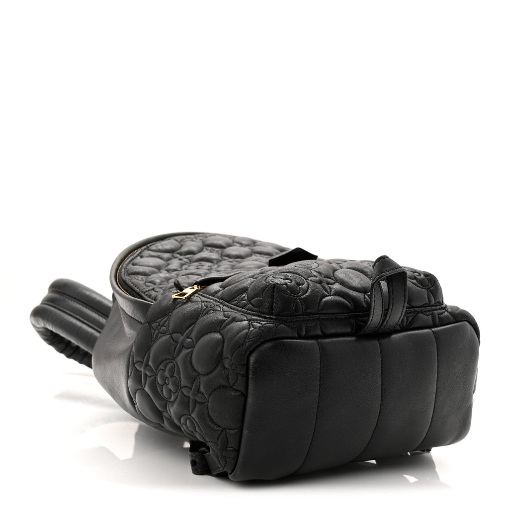 Louis Vuitton Lambskin Flower Quilted Palm Springs Backpack PM Black