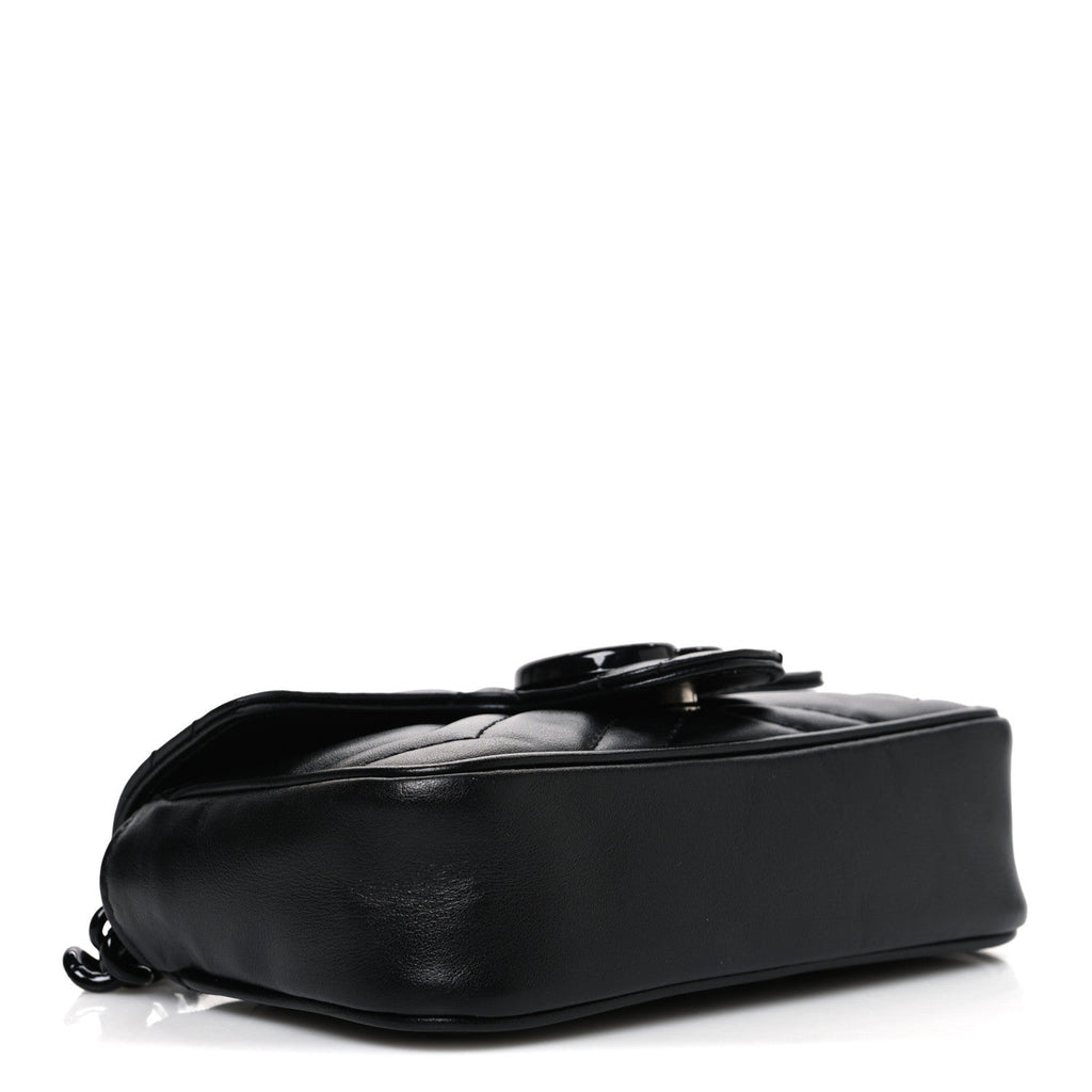 Gucci Calfskin Matelasse Monochrome GG Marmont Chain Belt Bag Black