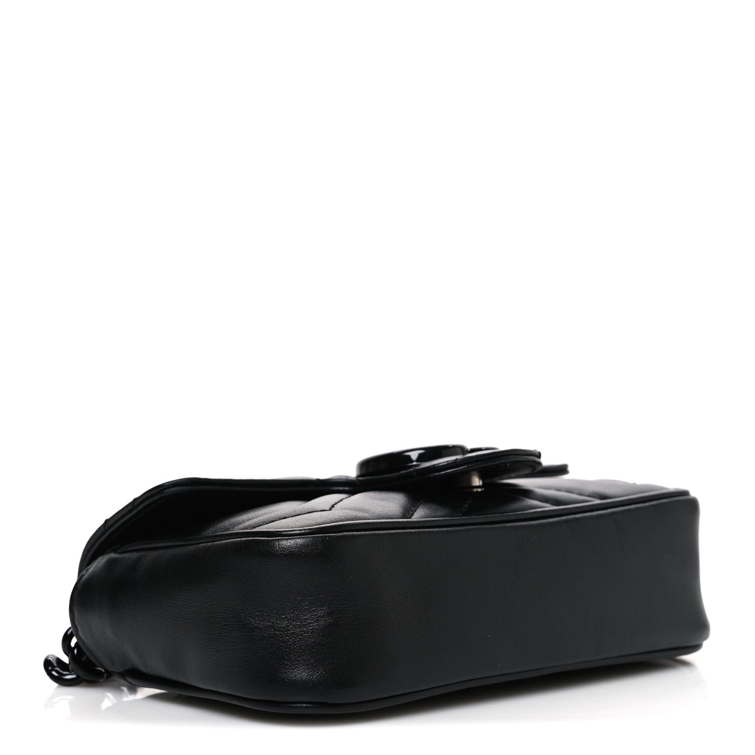 Gucci Calfskin Matelasse Monochrome GG Marmont Chain Belt Bag Black