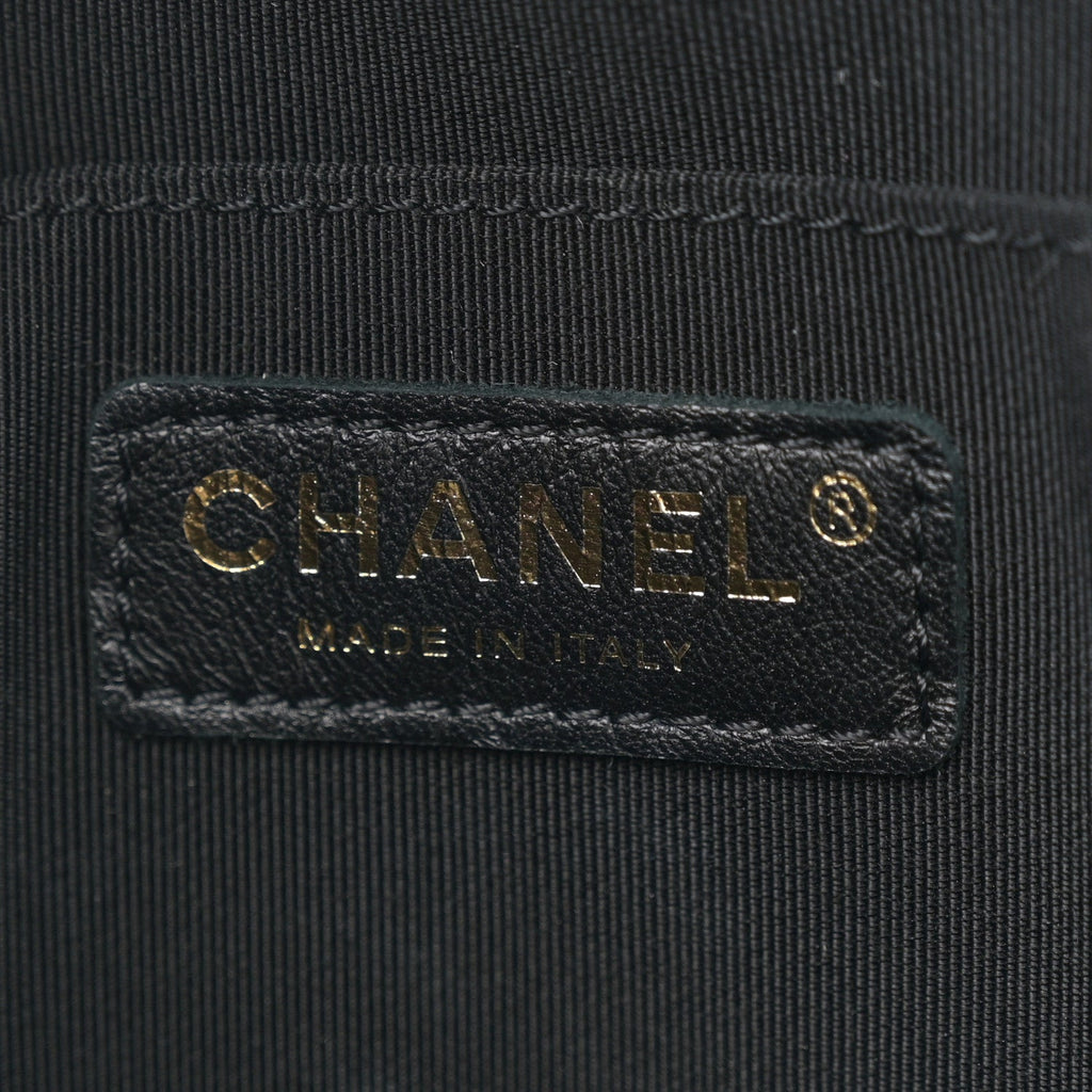Chanel Lambskin Quilted Studded Quilted Vanity Case With Chain Black