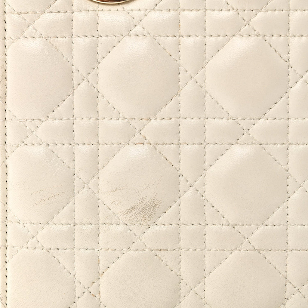 Christian Dior Lambskin Cannage Small My ABCDior Lady Dior White