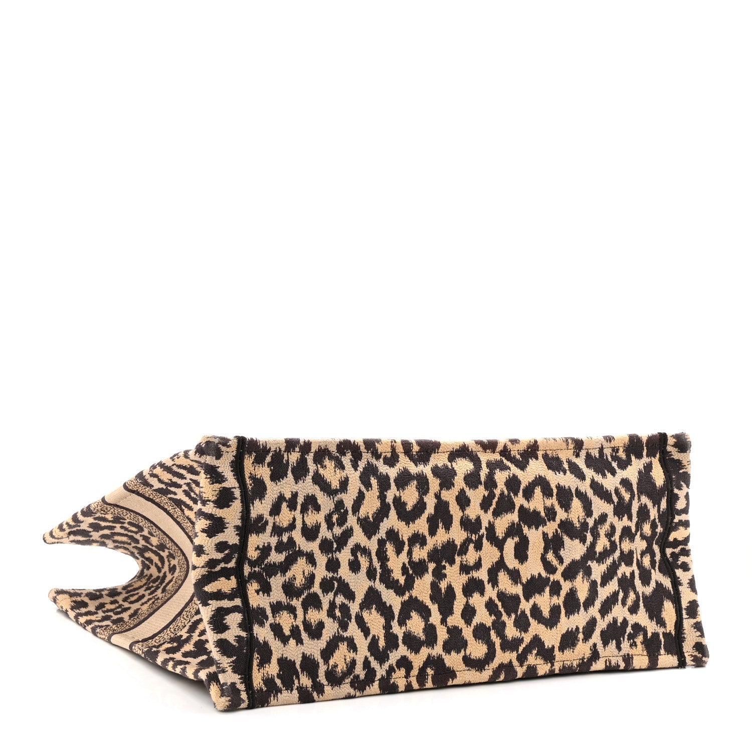 Christian Dior Canvas Mizza Embroidered Large Leopard Book Tote Beige