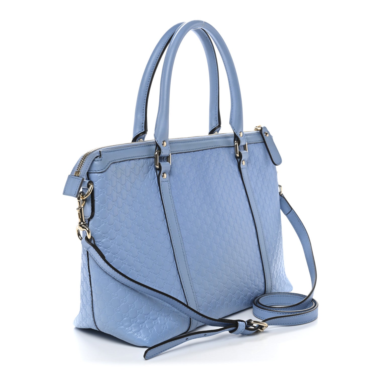 Gucci Soft Microguccissima Small Zippered Satchel Light Blue