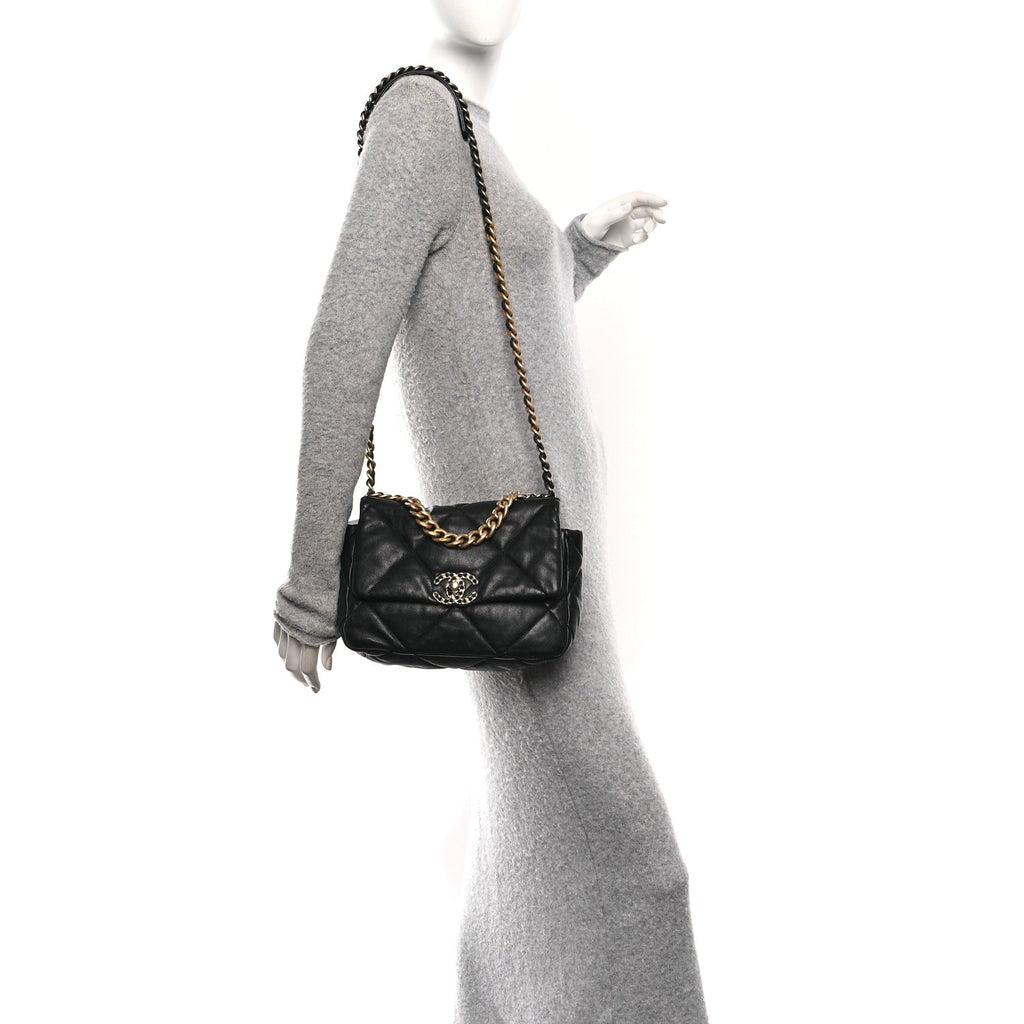 Chanel Lambskin Quilted Medium Chanel 19 Flap Black