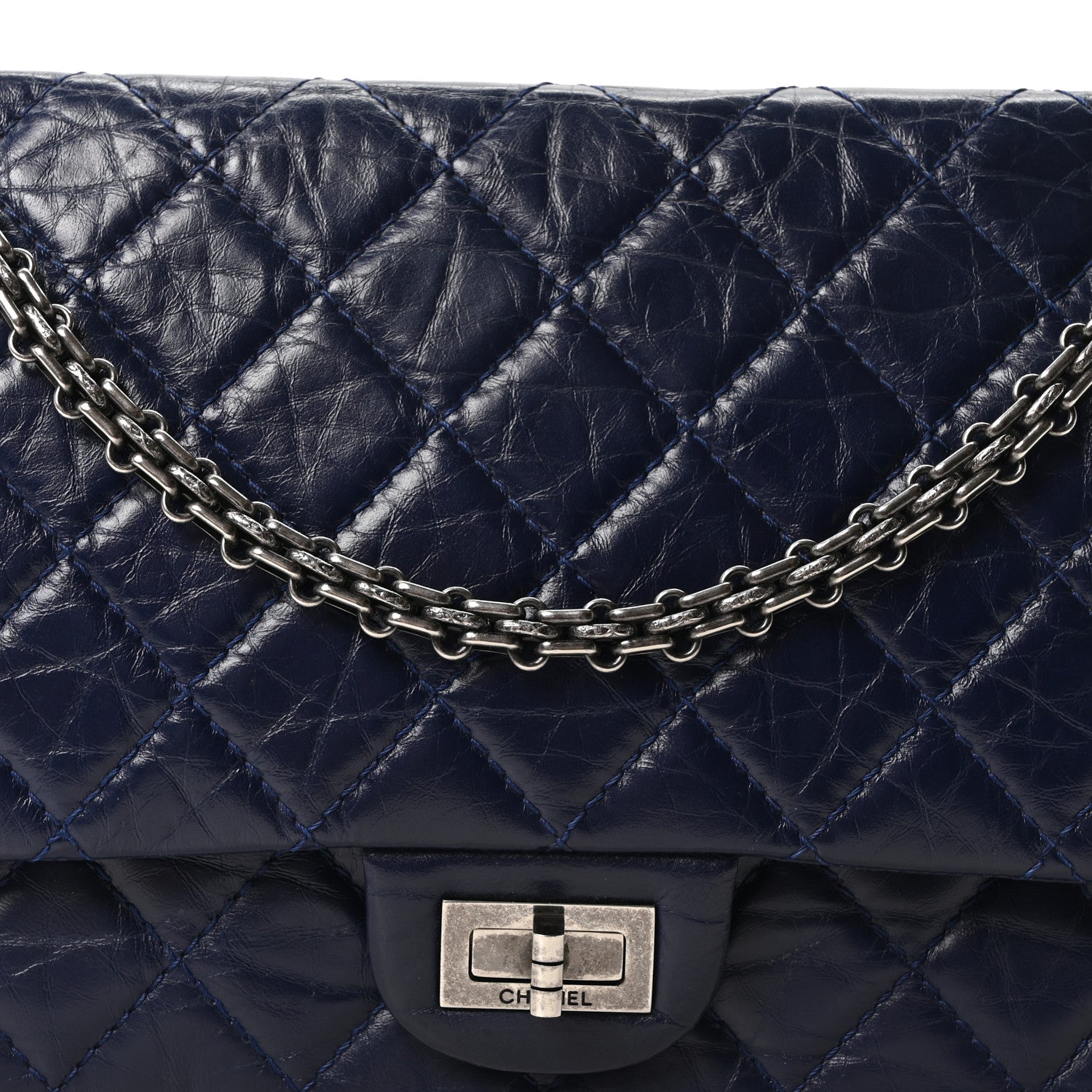 Chanel Aged Calfskin Quilted 2.55 Reissue 226 Flap Dark Blue