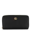 Gucci Dollar Calfskin GG Marmont Zip Around Wallet Black