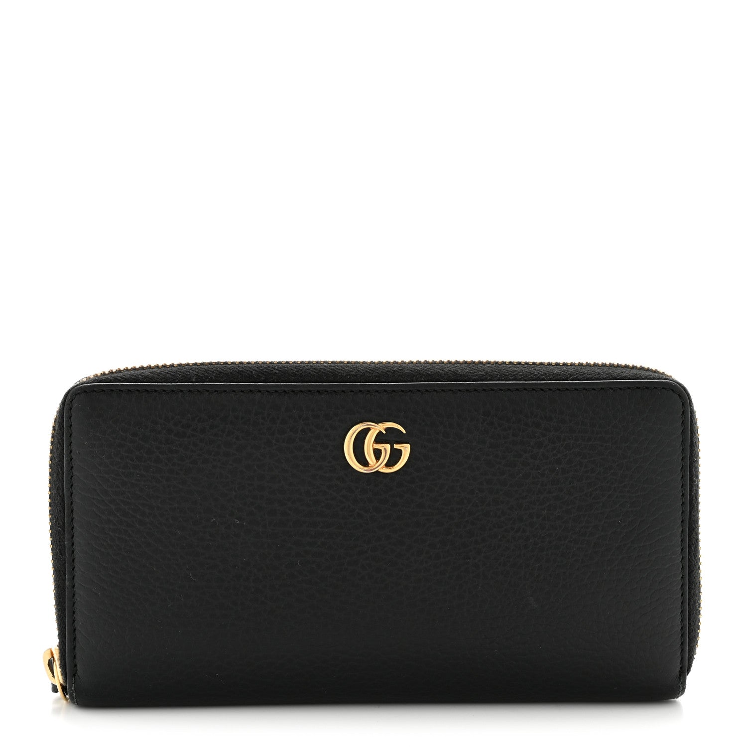 Gucci Dollar Calfskin GG Marmont Zip Around Wallet Black