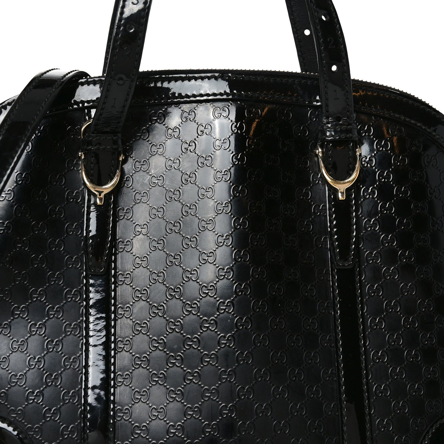 Gucci Patent Microguccissima Small Nice Top Handle Dome Bag Black