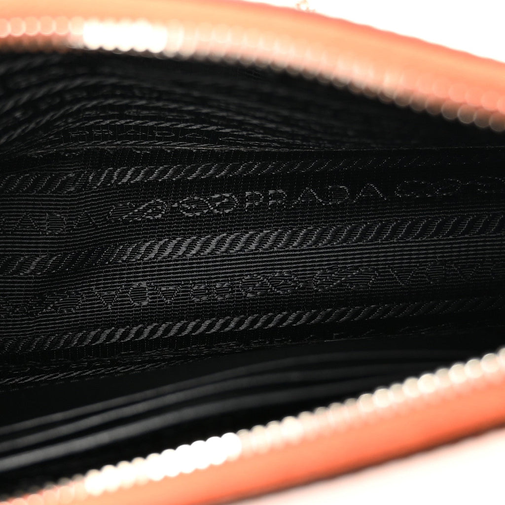 Prada Saffiano Vernice Chain Crossbody Bag Papaya