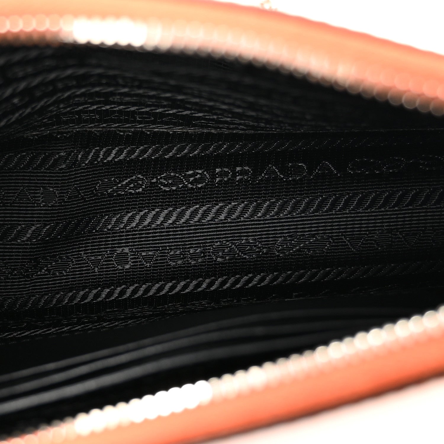 Prada Saffiano Vernice Chain Crossbody Bag Papaya