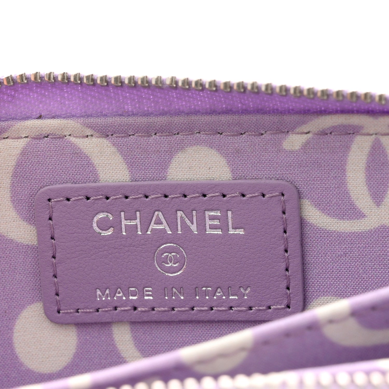 Caviar Quilted CC Logo Zip Coin Purse Purple