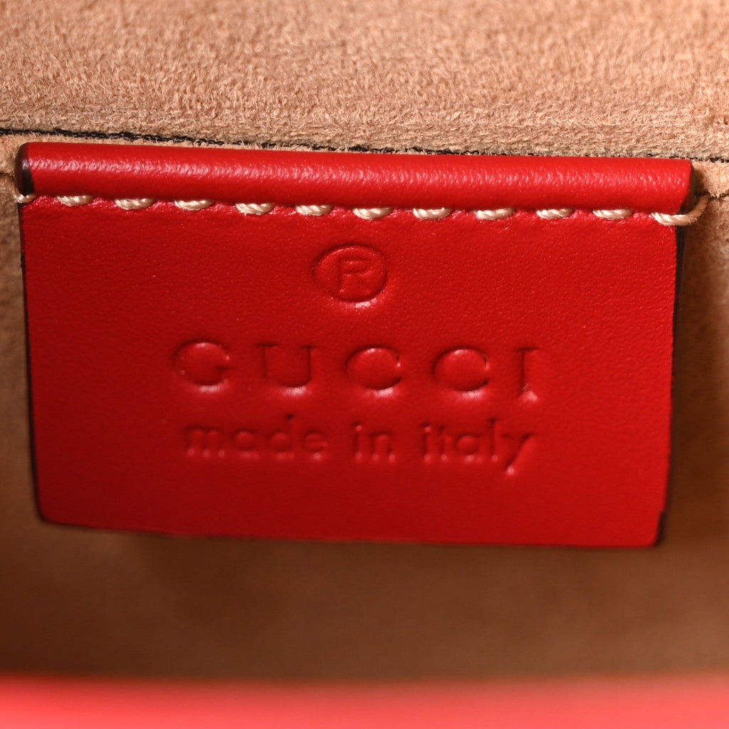 Gucci Calfskin Mini Sylvie Chain Shoulder Bag Hibiscus Red