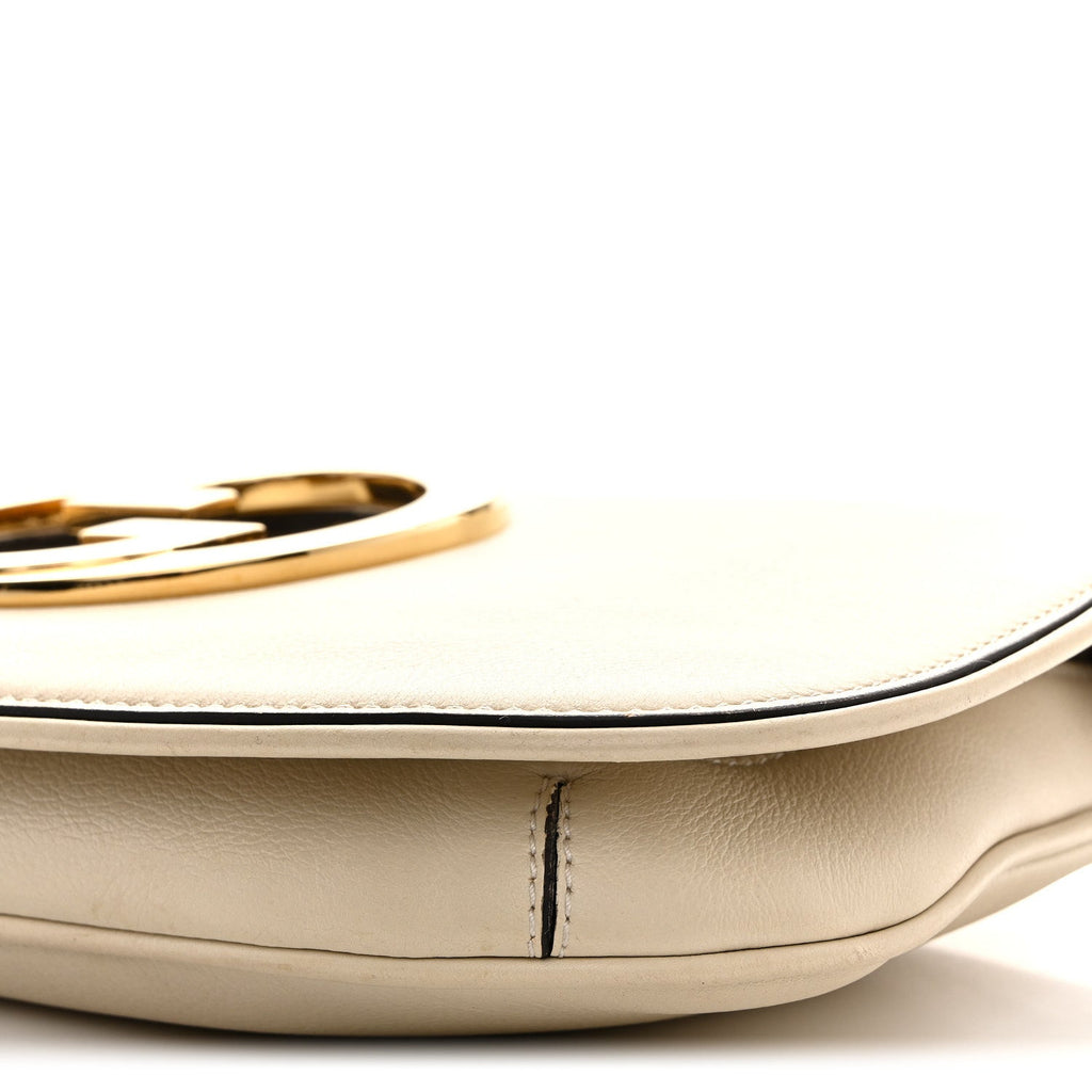 Gucci Roxy Calfskin Blondie Chain Shoulder Flap Bag Mystic White