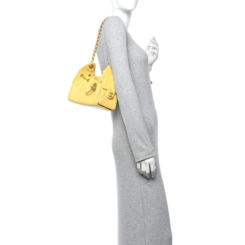 Chanel Caviar Quilted Mini Chanel 25 Handbag Yellow