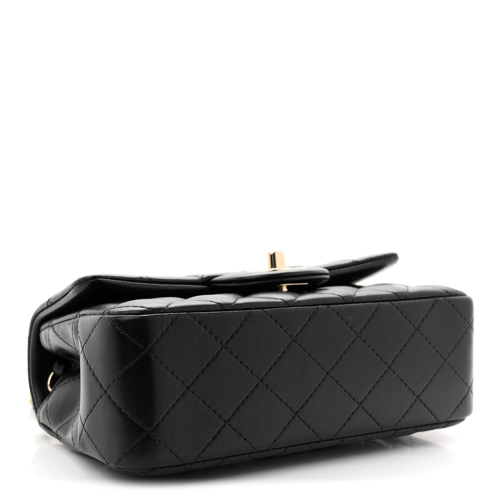 Chanel Lambskin Quilted Mini Rectangular Flap Black