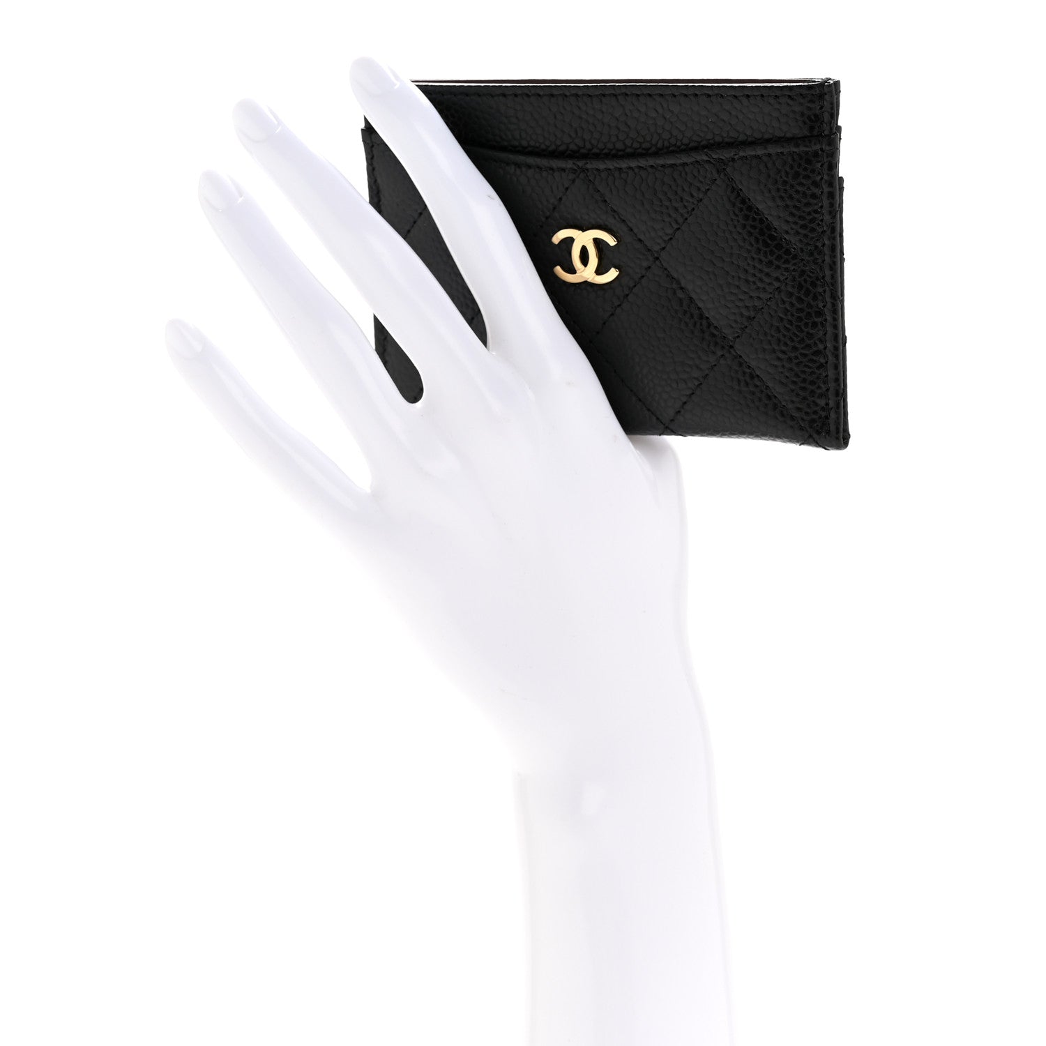 Caviar Quilted Card Holder Black