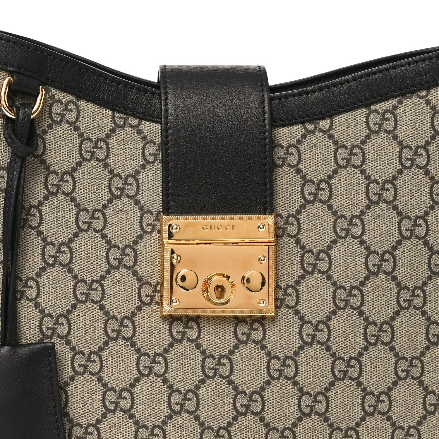 Gucci GG Supreme Monogram Medium Padlock Shoulder Bag Black