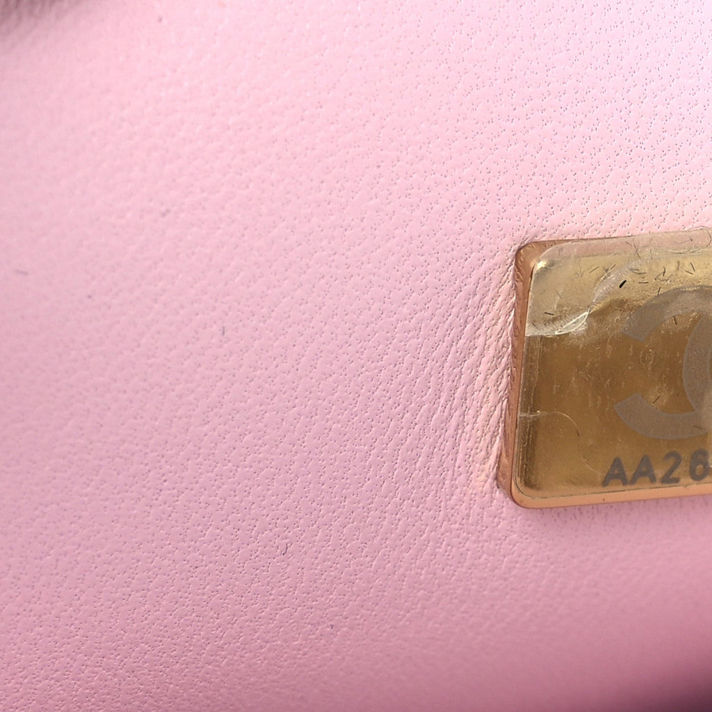 Chanel Crystal Embellished Metallic Lambskin Mini Chanel 22 Light Pink