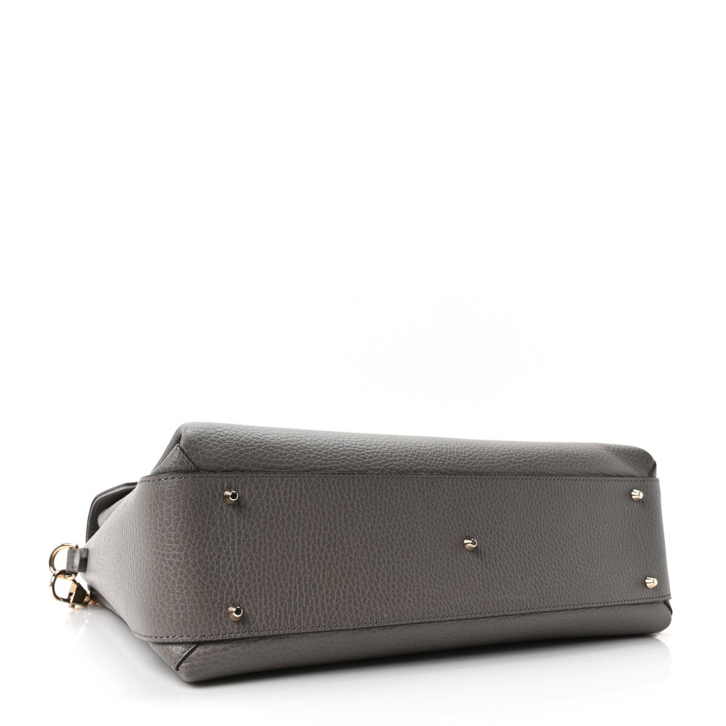 Gucci Dollar Calfskin Medium Interlocking G Top Handle Shoulder Bag Loess