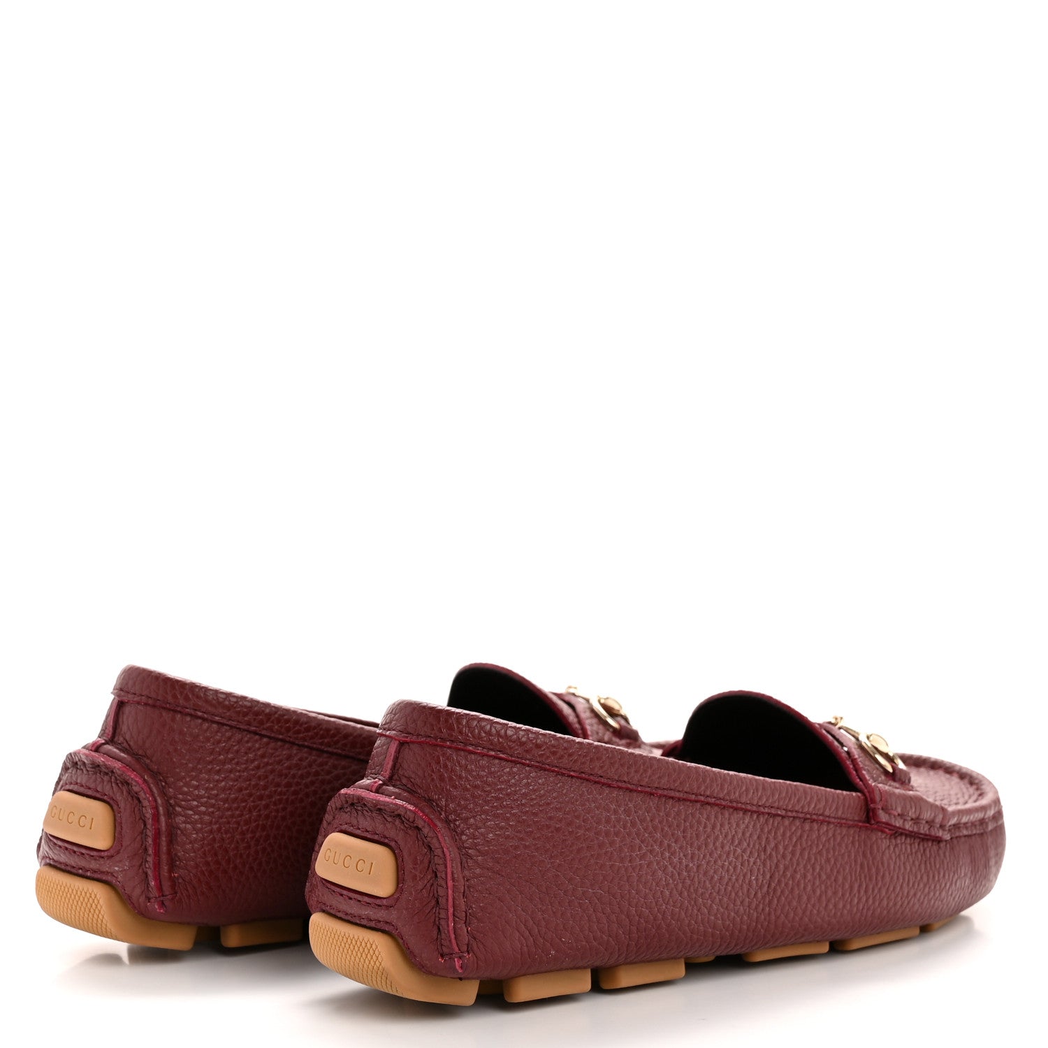Gucci Soft Clove Calfskin Womens Horsebit Driver Loafers 40 Rosso Ancora