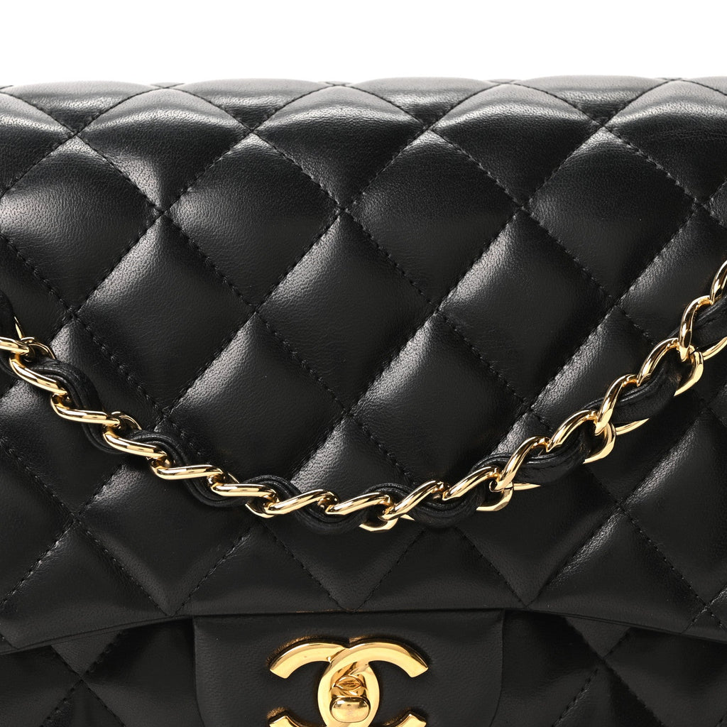 Chanel Lambskin Quilted Jumbo Double Flap Black