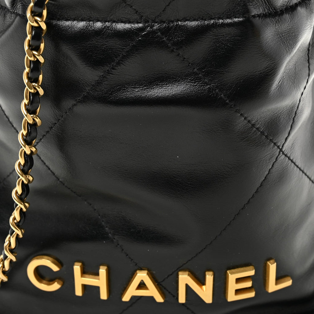 Chanel Shiny Calfskin Quilted Mini Chanel 22 Black