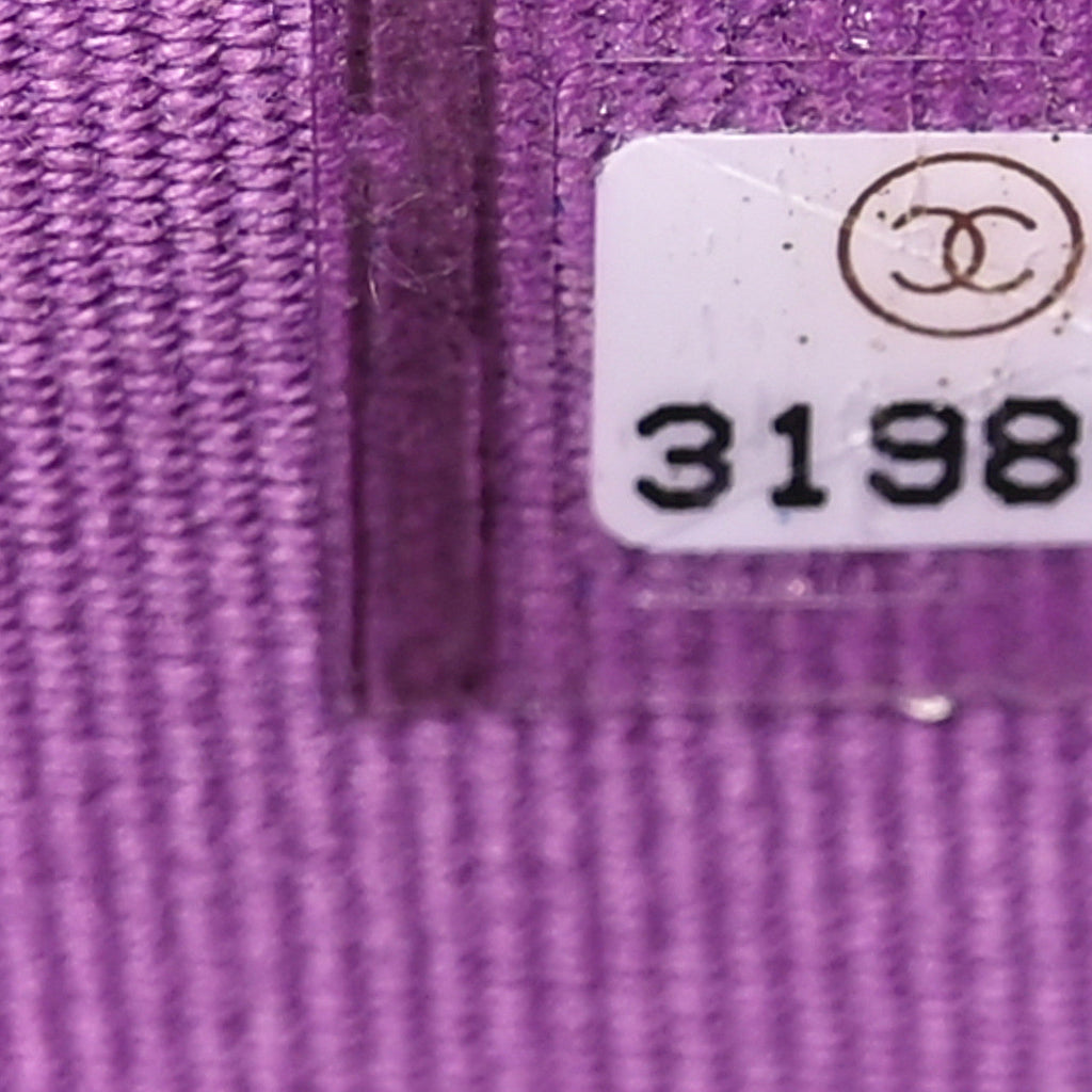 Caviar Quilted Flap Card Holder Wallet Purple