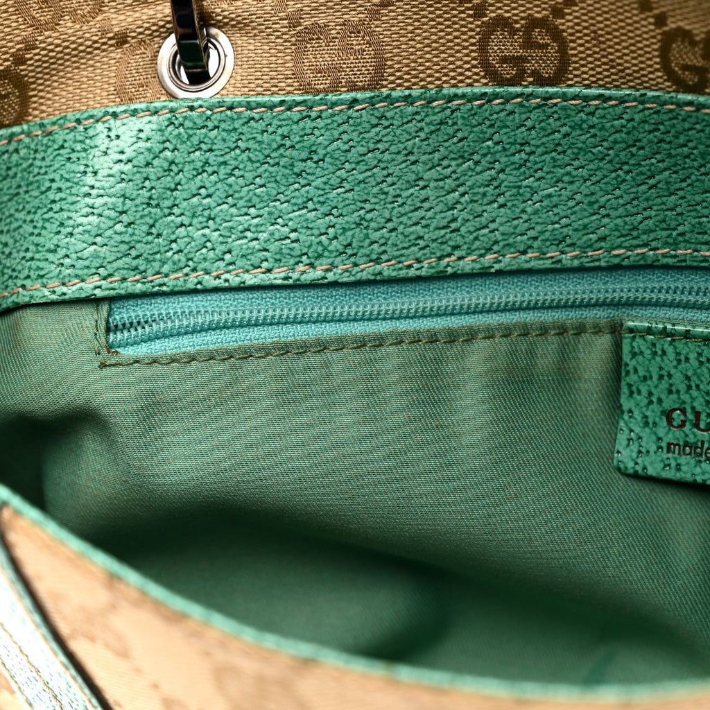 Gucci Monogram Satchel Bag Turquoise
