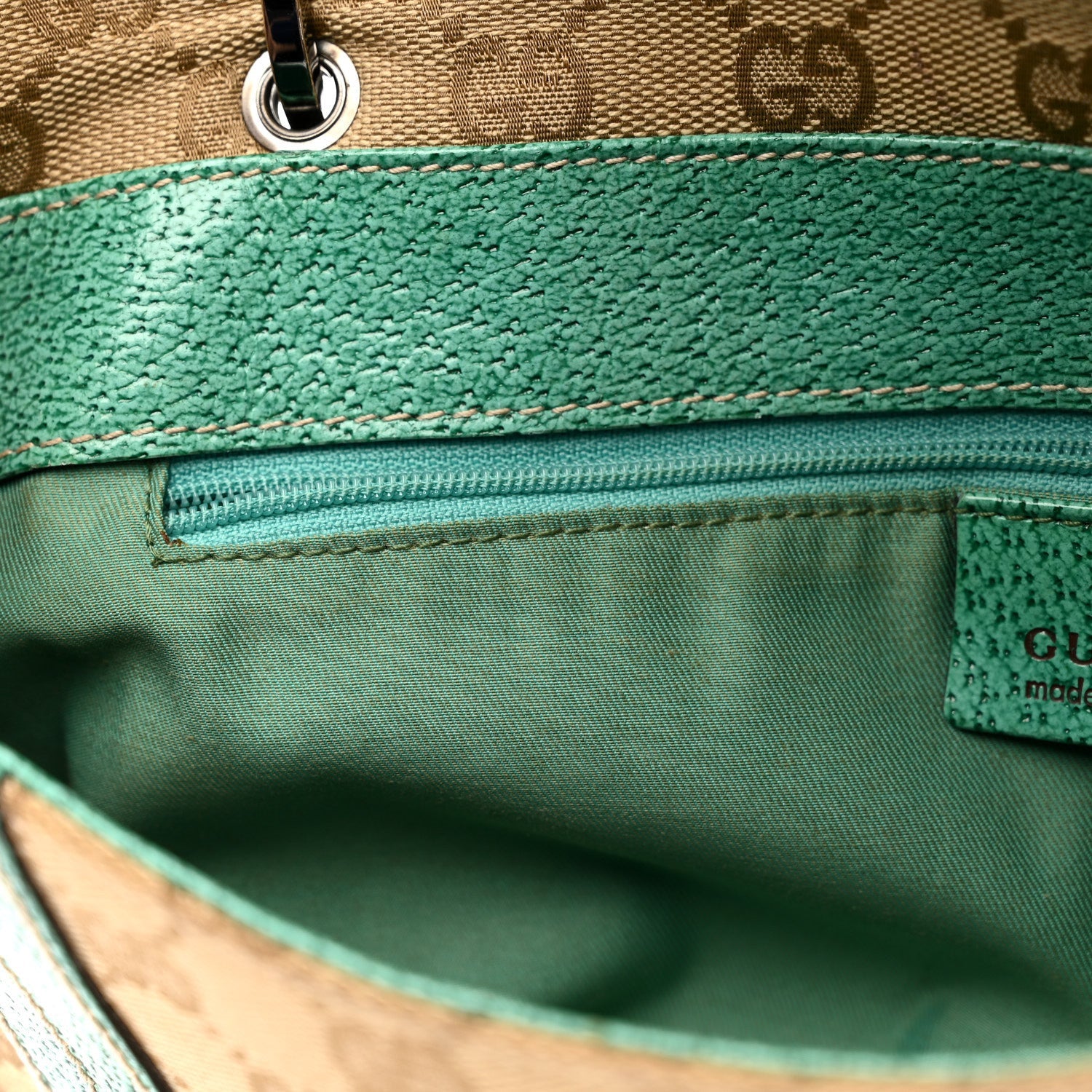 Gucci Monogram Satchel Bag Turquoise