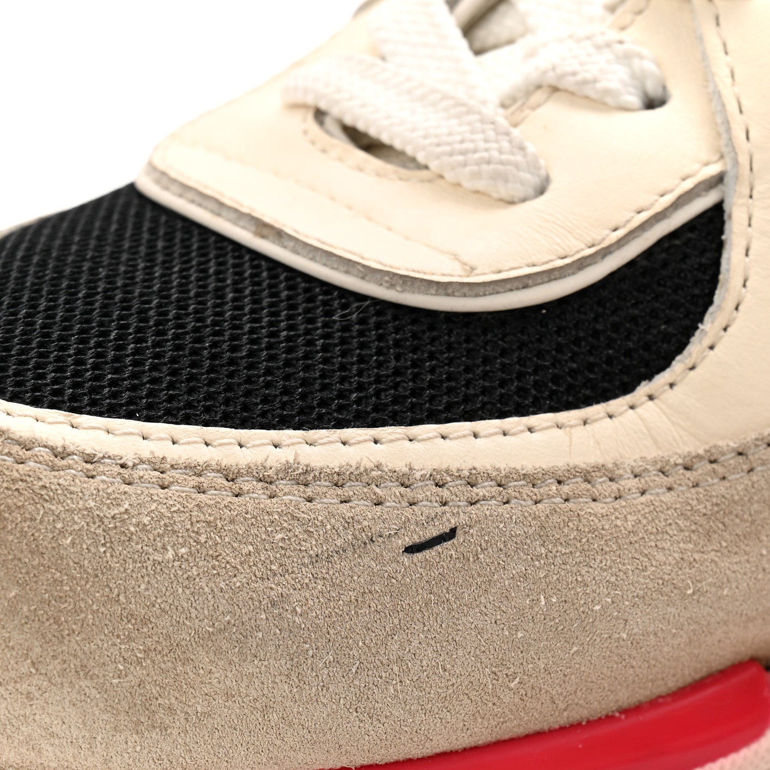 Mesh Suede Calfskin Grained Calfskin Womens CC Sneakers 38.5 White Black Pink