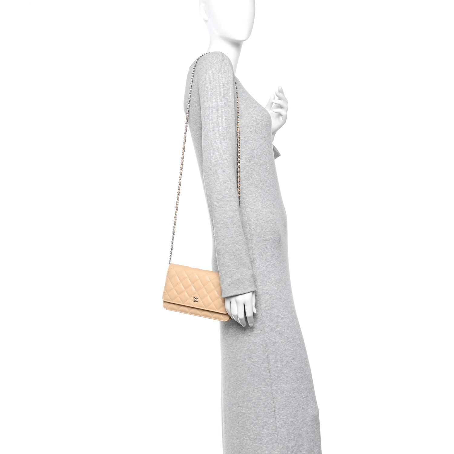 Chanel Caviar Quilted Wallet on Chain WOC Beige