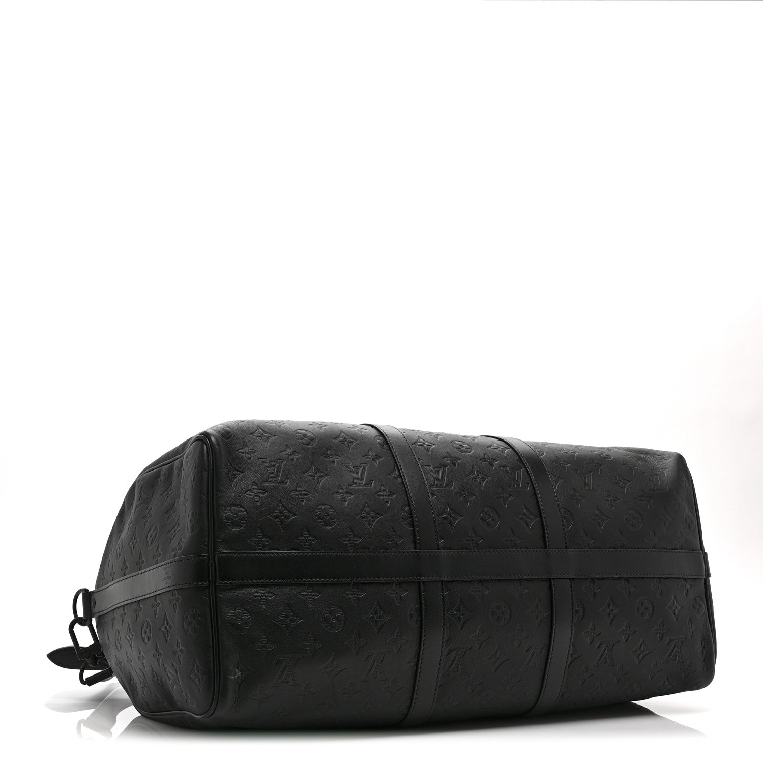 Louis Vuitton Calfskin Shadow Monogram Keepall Bandouliere 50 Black