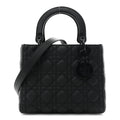 Christian Dior Ultra Matte Calfskin Cannage Medium Lady Dior Black