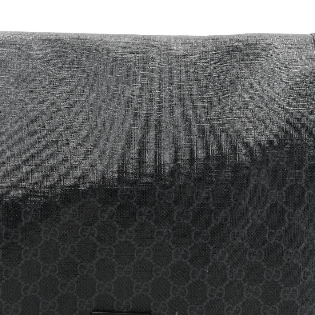 Gucci GG Supreme Monogram Web Messenger Diaper Bag Black Grey