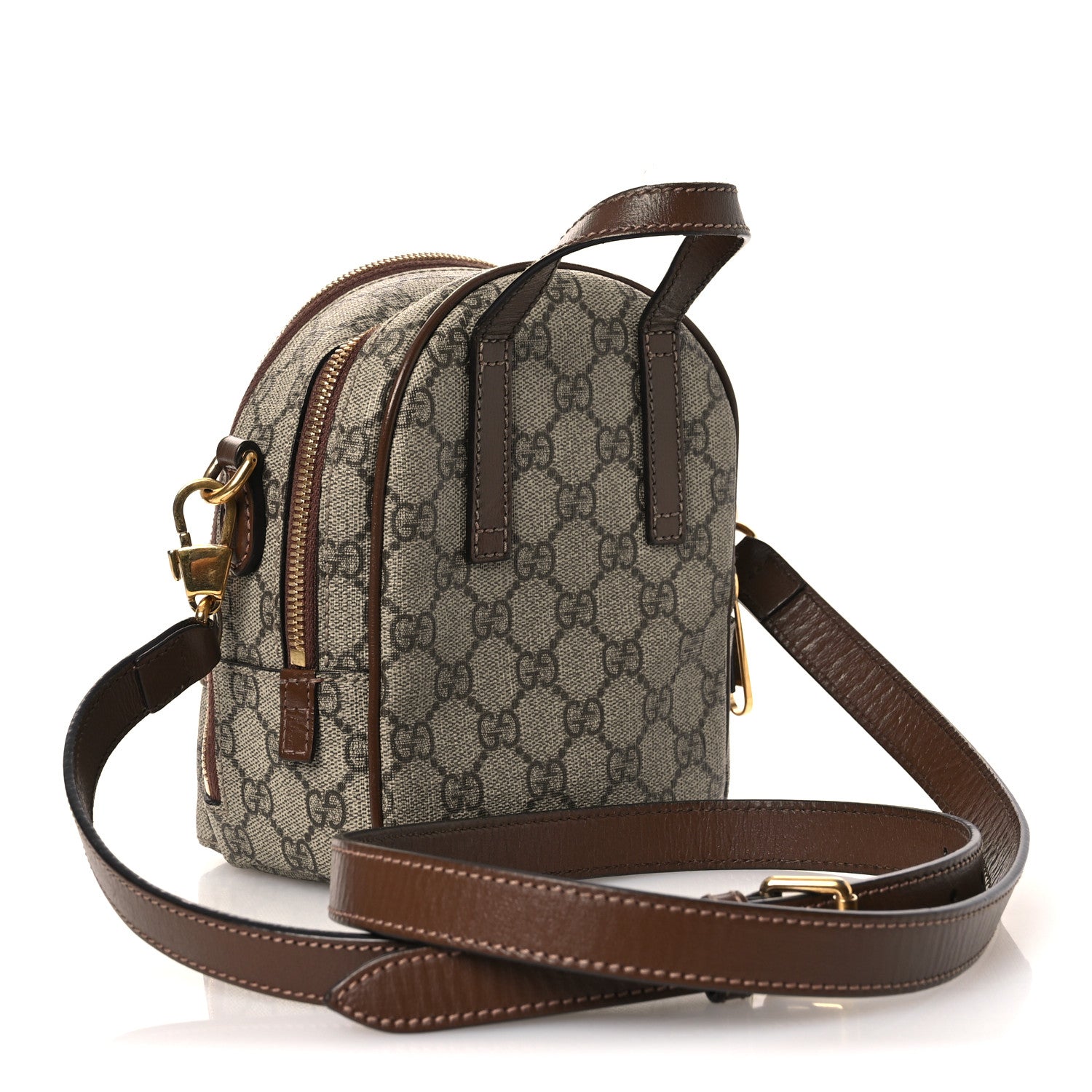Gucci GG Supreme Monogram Azalea Calfskin Retro Interlocking G Multi-Function Bag Beige Ebony Brown Sugar