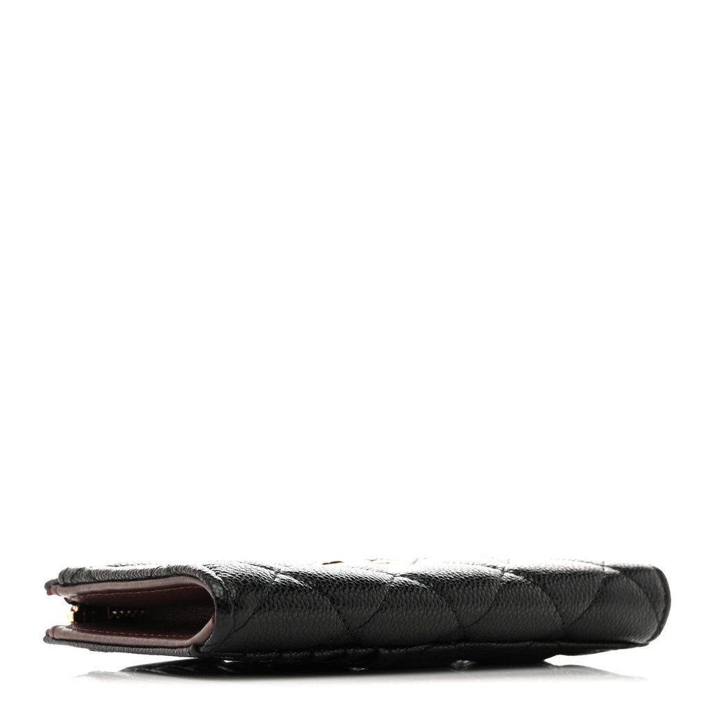 Caviar Quilted CC Zip Around Card Holder Black