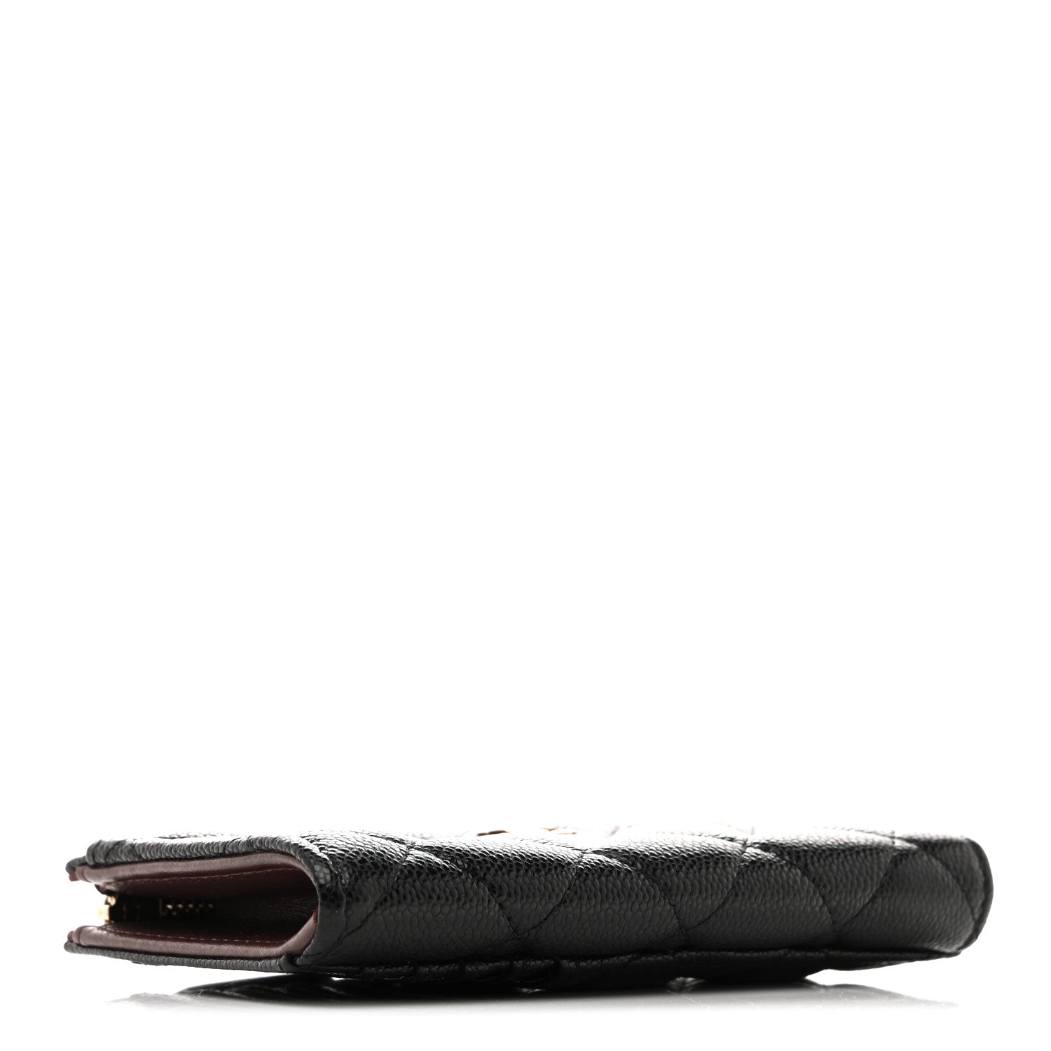 Caviar Quilted CC Zip Around Card Holder Black