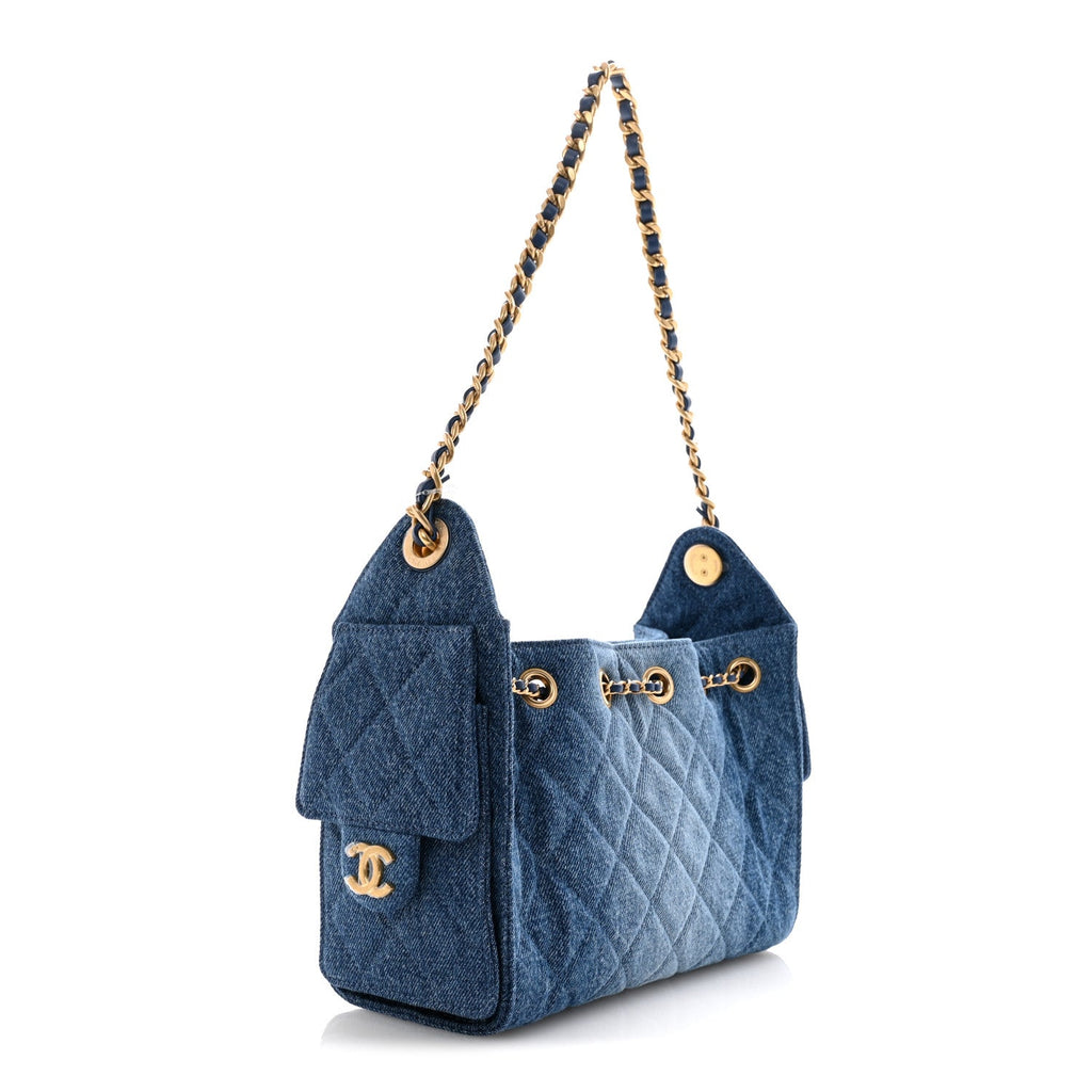 Chanel Washed Denim Quilted Mini Chanel 25 Handbag Blue